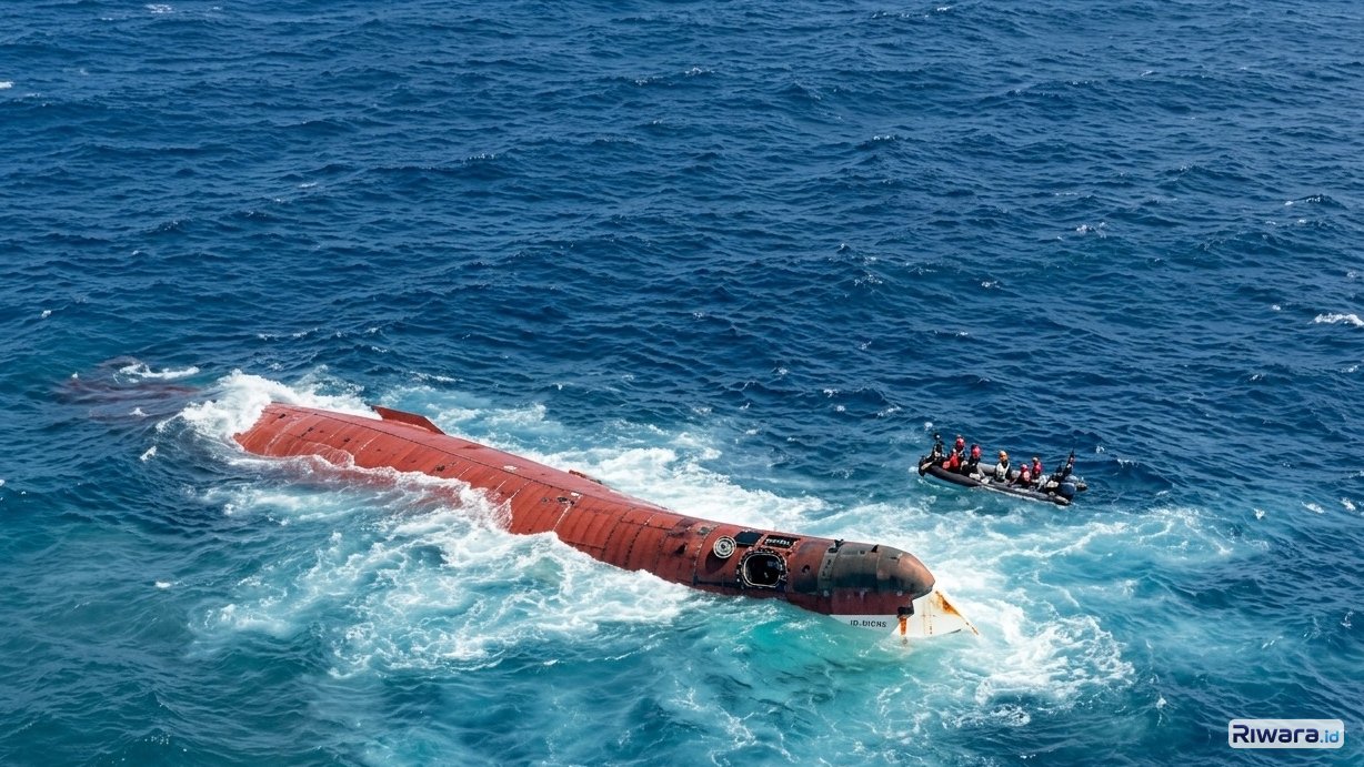 KM Virgo Transport 8 terbalik akibat dihantam cuaca buruk saat berlayar di Laut Jawa